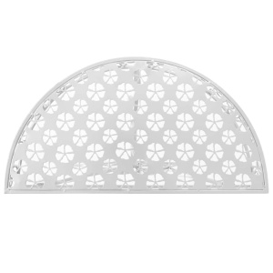 Masă laterală tip vintage argintiu 72x36x74 cm metal semirotund - Img 3