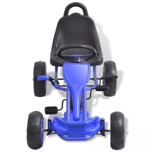 Mașinuță kart cu pedale și roți pneumatice, albastru - Img 3