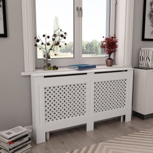 Măști de calorifer, 2 buc., alb, 152 x 19 x 81,5 cm, MDF - Img 2