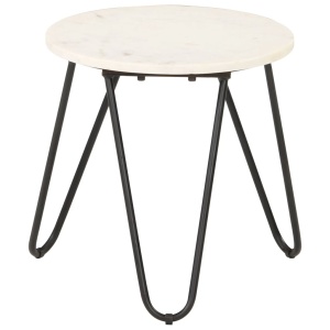 Măsuță de cafea alb 40x40x40 cm piatră naturală aspect marmură - Img 1