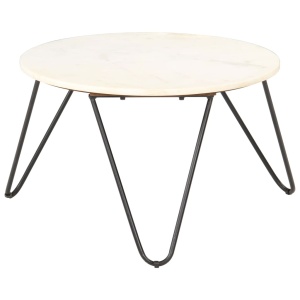 Măsuță de cafea alb 65x65x42 cm piatră naturală aspect marmură - Img 7