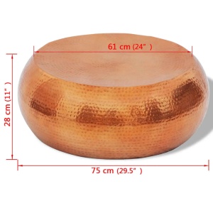 Măsuță de cafea, aluminiu bătut la ciocan, culoare cupru/alamă - Img 4