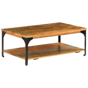 Măsuță de cafea cu raft, 100 x 60 x 35 cm, lemn masiv reciclat - Img 10