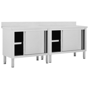 Mese de lucru uși glisante 2 buc. 200x50x95 cm oțel inoxidabil - Img 3