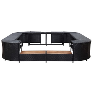 Mobilier de jacuzzi, negru, 268 x 268 x 55 cm, poliratan - Img 2