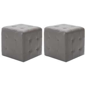 Noptiere, 2 buc., gri, 30x30x30 cm, piele ecologică