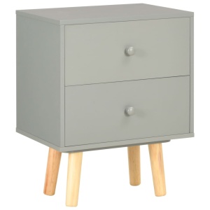 Noptiere, 2 buc., gri, 40 x 30 x 50 cm, lemn masiv de pin - Img 3