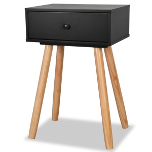 Noptiere din lemn masiv de pin 2 buc, 40 x 30 x 61 cm, negru - Img 4