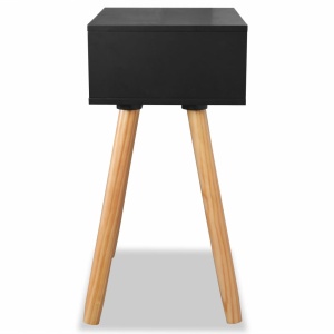 Noptiere din lemn masiv de pin 2 buc, 40 x 30 x 61 cm, negru - Img 6