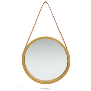 Oglindă de perete cu o curea, 40 cm, auriu - Img 5