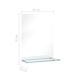 Oglindă de perete cu raft, 30 x 50 cm, sticlă securizată - Img 5