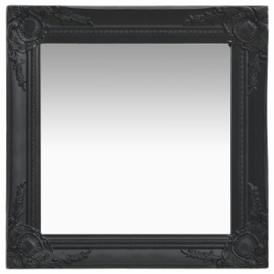 Oglindă de perete in stil baroc, negru, 50 x 50 cm