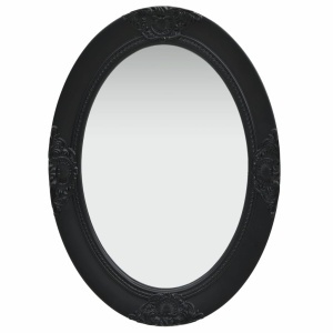 Oglindă de perete in stil baroc, negru, 50 x 70 cm