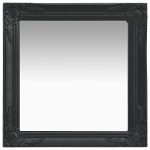 Oglindă de perete in stil baroc, negru, 60 x 60 cm