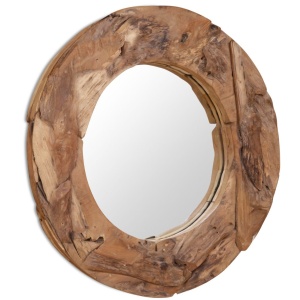 Oglindă decorativă Lemn de tec 80 cm Rotundă - Img 8