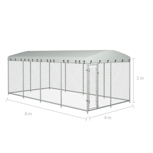 Padoc pentru câini de exterior, cu acoperiș, 8 x 4 x 2 m - Img 5
