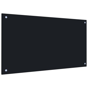 Panou antistropi bucătărie, negru, 90x50 cm, sticlă securizată - Img 2