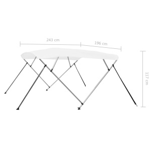 Parasolar barcă Bimini cu 4 arcuri, alb, 243 x 196 x 117 cm - Img 11
