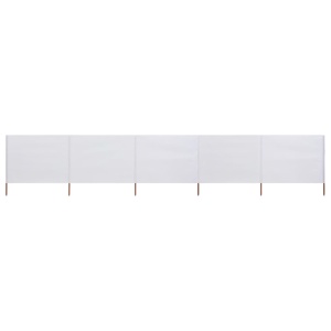 Paravan anti-vânt cu 5 panouri alb nisipiu 600x120 cm textil