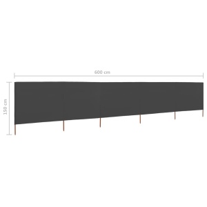 Paravan anti-vânt cu 5 panouri, antracit, 600x120 cm, textil - Img 5