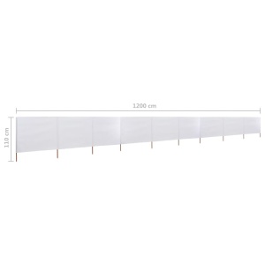 Paravan anti-vânt cu 9 panouri, alb nisipiu 1200x80 cm, textil - Img 5