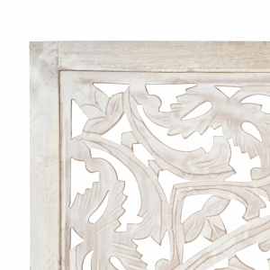 Paravan cameră sculptat manual 3 panouri alb 120x165 cm mango - Img 4