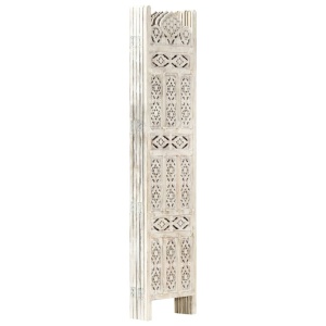 Paravan cameră sculptat manual 5 panouri alb 200x165 cm mango - Img 2