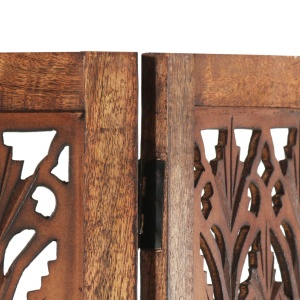 Paravan cameră sculptat manual 5 panouri maro 200x165 cm mango - Img 6