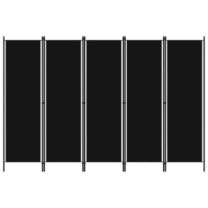 Paravan de cameră cu 5 panouri, negru, 250 x 180 cm