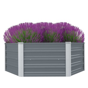 Pat inalt cu straturi, 129x129x46 cm, oțel galvanizat, gri