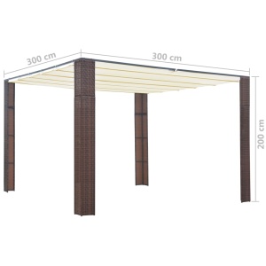 Pavilion cu acoperiș, maro și crem, 300x300x200 cm, poliratan - Img 4