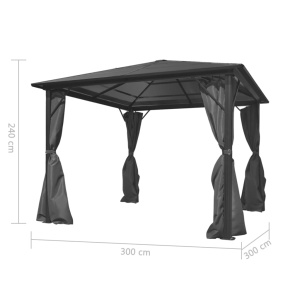 Pavilion cu perdea, antracit, 300 x 300 cm, aluminiu - Img 5