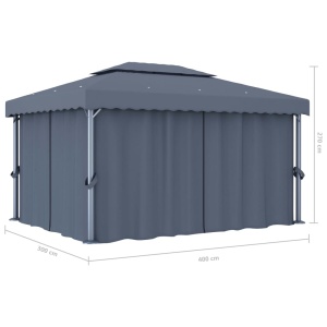 Pavilion cu perdea, antracit, 4 x 3 m, aluminiu - Img 6