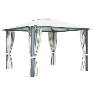 Pavilion cu perdele, crem, 300 x 300 cm, aluminiu - Img 4