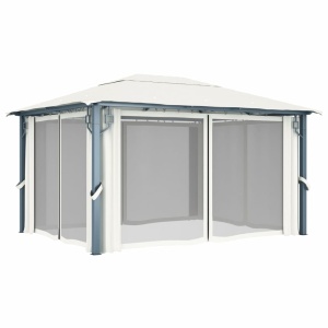 Pavilion cu perdele, crem, 400 x 300 cm, aluminiu - Img 4