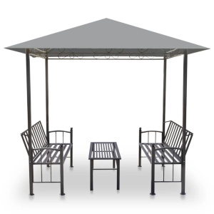 Pavilion de grădină cu masă și bănci, antracit, 2,5x1,5x2,4 m - Img 3