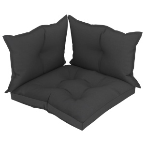 Perne de canapea din paleți, 3 buc., negru, material textil