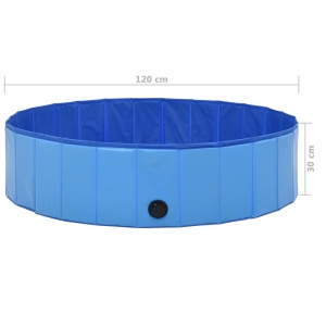 Piscină pentru câini pliabilă, albastru, 120 x 30 cm, PVC - Img 9