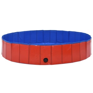 Piscină pentru câini pliabilă, roșu, 160 x 30 cm, PVC - Img 8