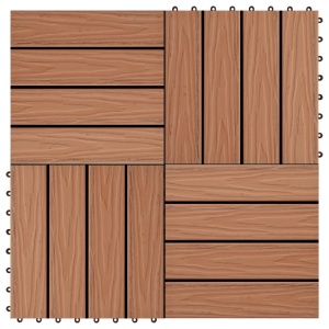 Plăci podea in relief WPC, 11 buc, 30x30 cm, 1 mp, maro deschis