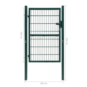 Poartă 2D pentru gard (simplă) 106 x 210 cm, verde - Img 6