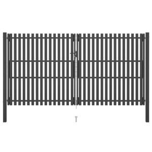 Poartă de gard grădină, antracit, 4 x 2,5 m, oțel