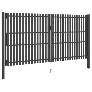 Poartă de gard grădină, antracit, 4 x 2,5 m, oțel - Img 2