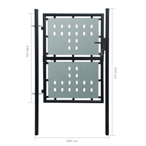 Poartă pentru gard simplă, negru, 100 x 250 cm - Img 5