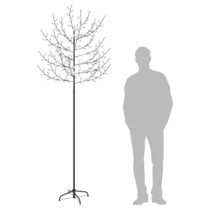 Pom Crăciun, 220 LED-uri alb rece, flori de cireș, 220 cm - Img 3