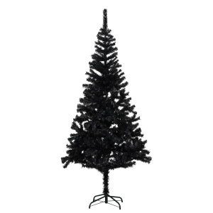 Pom de Crăciun artificial cu suport, negru, 210 cm, PVC