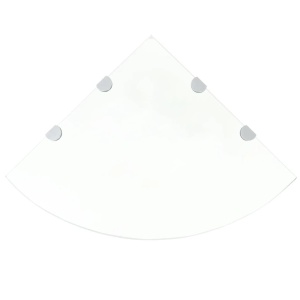 Raft de colț sticlă transparentă cu suporți de crom, 45 x 45 cm