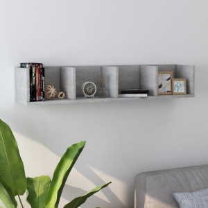 Raft de perete CD-uri, gri beton, 100 x 18 x 18 cm, PAL