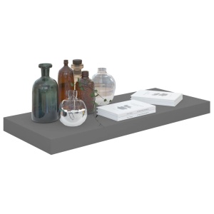Raft de perete suspendat, gri extralucios, 60x23,5x3,8 cm, MDF - Img 3