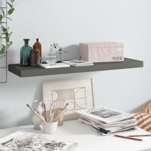 Raft de perete suspendat, gri extralucios, 80x23,5x3,8 cm, MDF